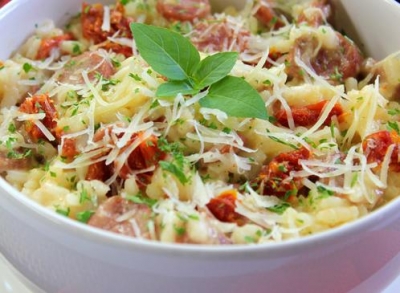 Risoto com linguiça de peixe
